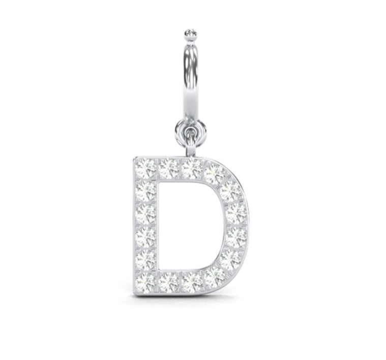 8mm Diamond Initial Charm "D"