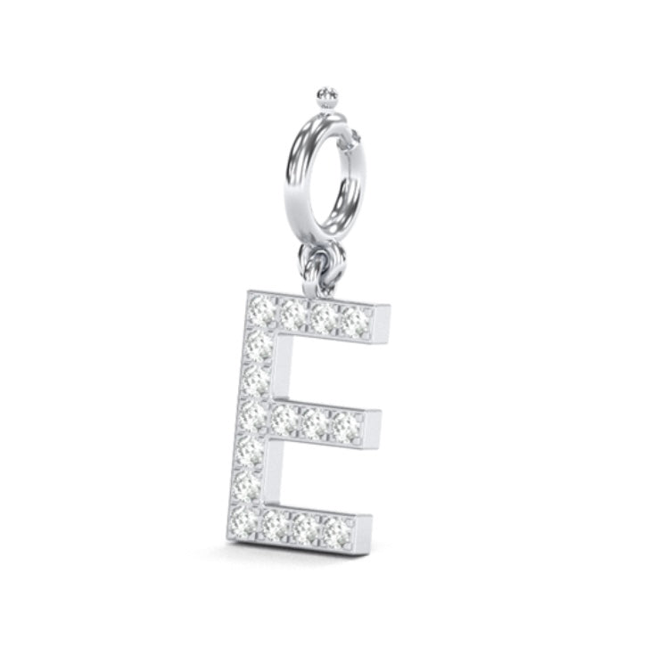 8mm Diamond Initial Charm "E"
