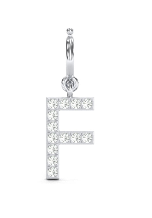 8mm Diamond Initial Charm "F"