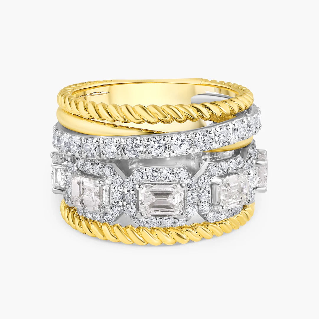 14K Two Tone Diamond Statement Ring