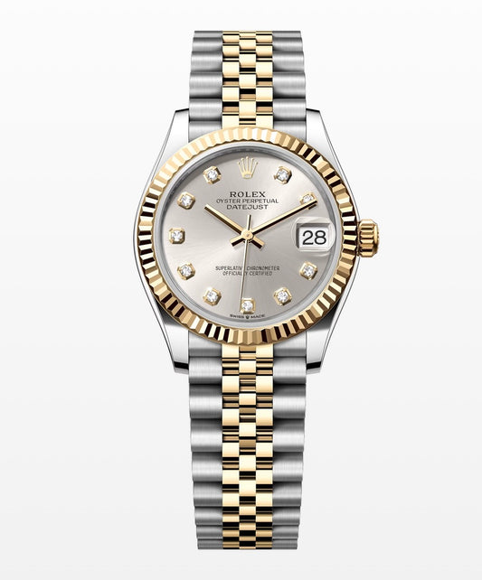 Rolex 31mm Date-Just in Two Tone Yellow Gold with Silver Set with Diamonds, 278273