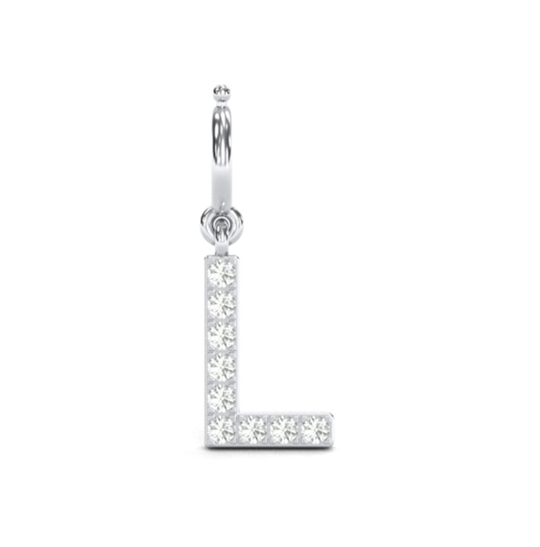 8Mm Diamond Initial Charms "L", Add-On Diamond Initial Charm, Letter L Pendant, Name Pendant, Natural Diamond Name L