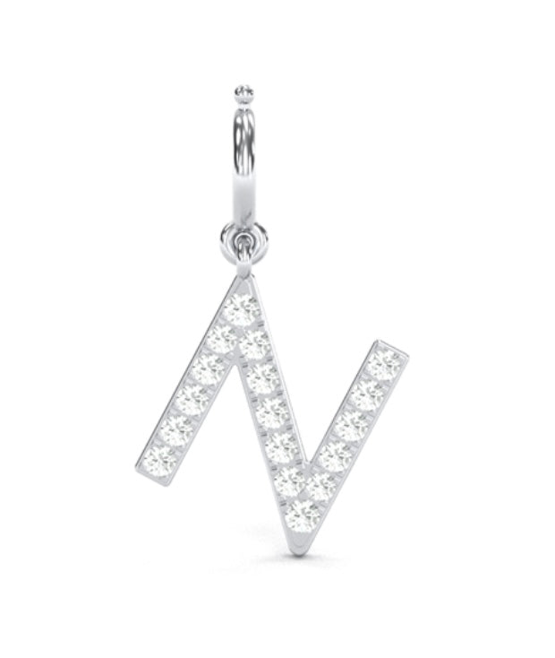 8Mm Diamond Initial Charms "N"