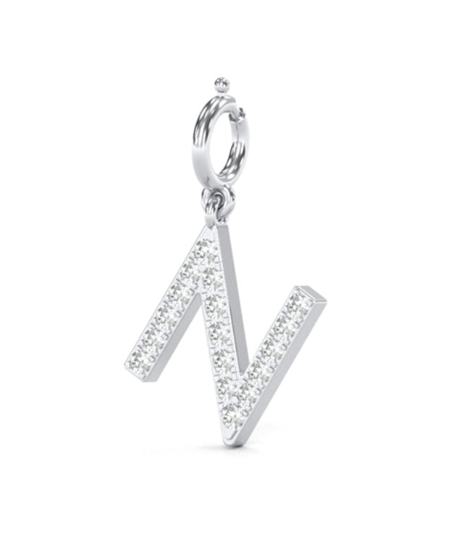 8Mm Diamond Initial Charms "N"