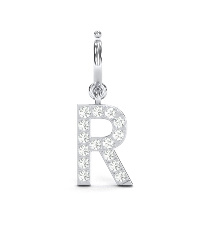 8Mm Diamond Initial Charms "R"