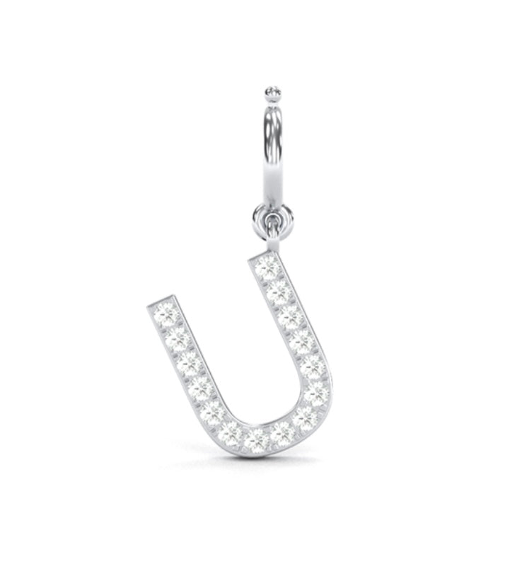 8Mm Diamond Initial Charms "U"