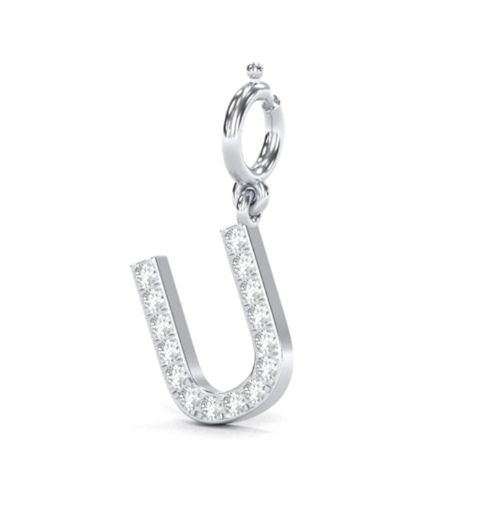 8Mm Diamond Initial Charms "U"