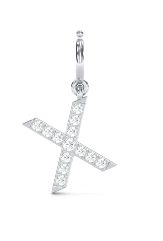 8Mm Diamond Initial Charms "X"