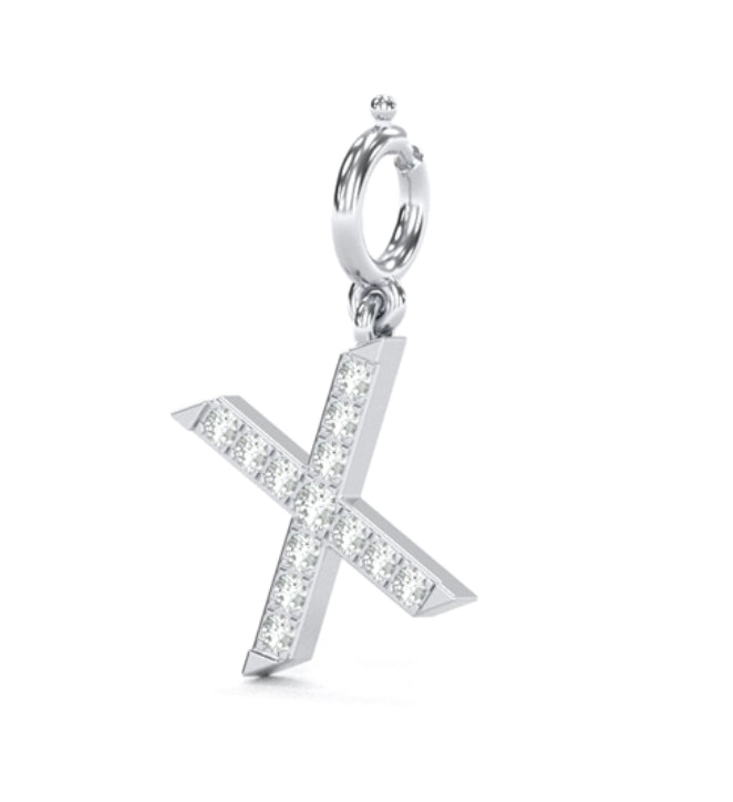 8Mm Diamond Initial Charms "X"