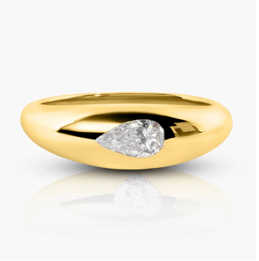 14K Gold Pear Shaped Diamond Dome Band