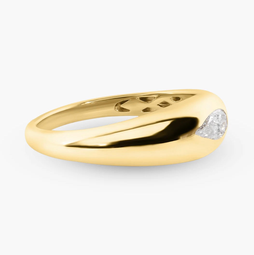 14K Gold Pear Shaped Diamond Dome Band