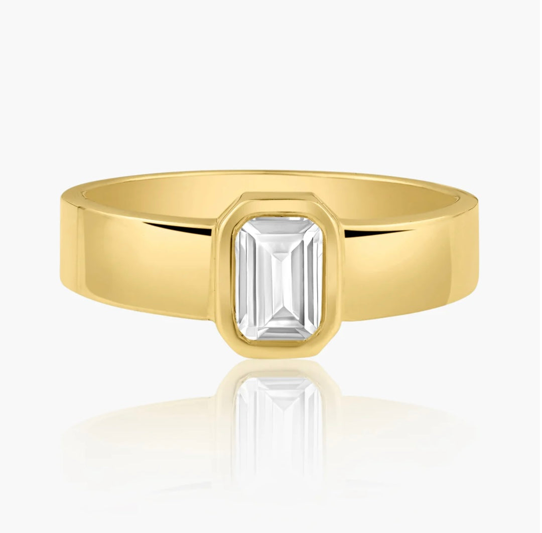 14K Yellow Gold Bezel Setting Baguette Diamond Band