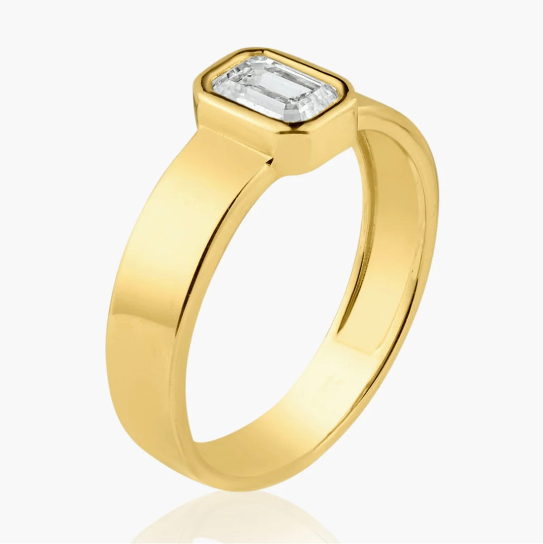 14K Yellow Gold Bezel Setting Baguette Diamond Band