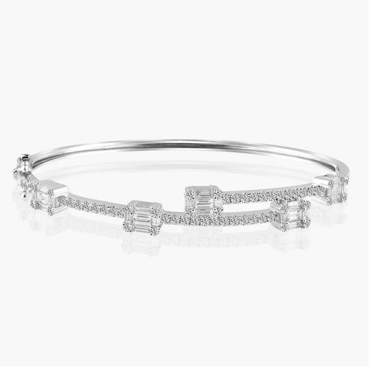 Baguette and Round Fancy Diamond Bangle