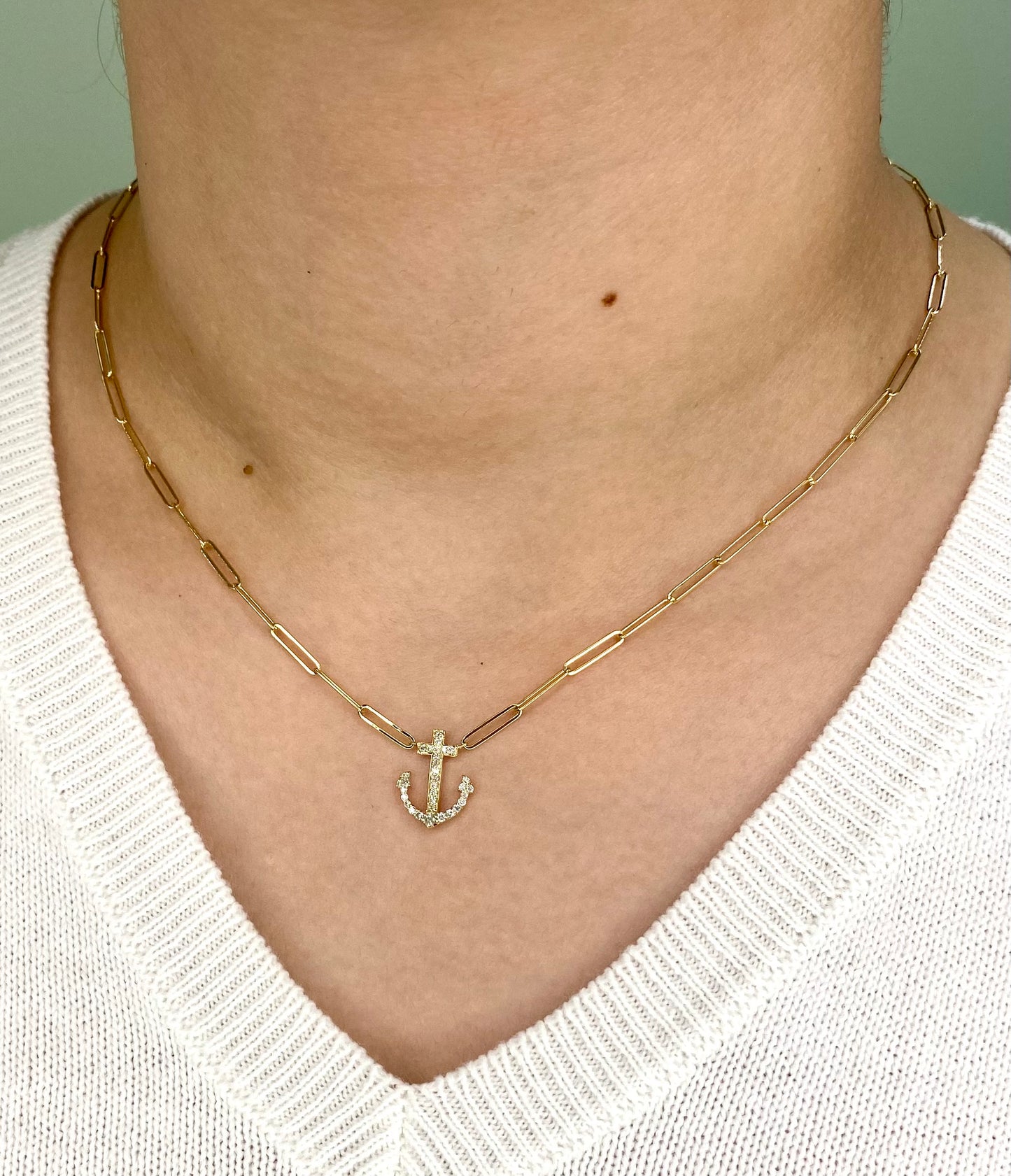 Trendy Diamond Paperclip Necklace