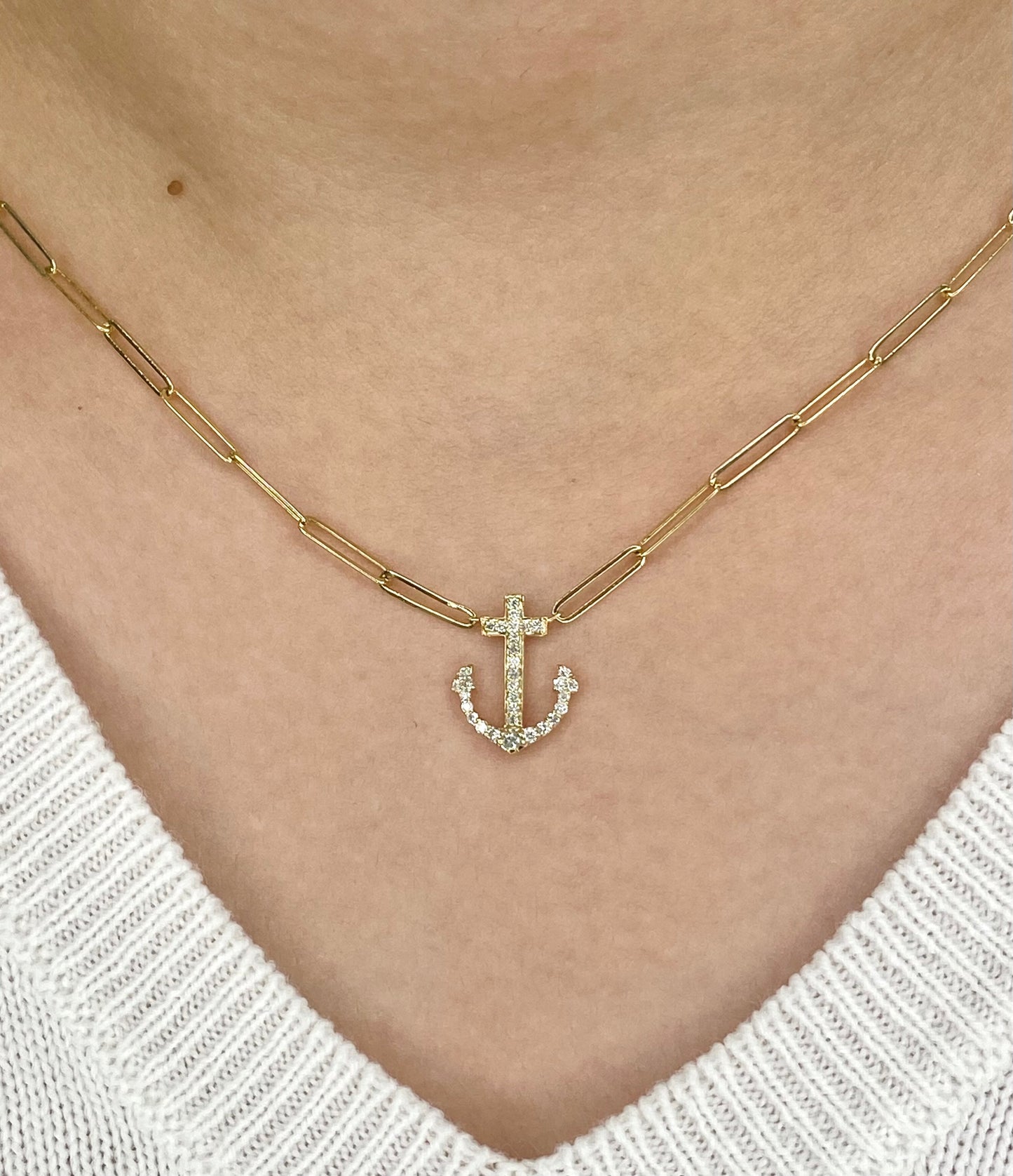 Trendy Diamond Paperclip Necklace