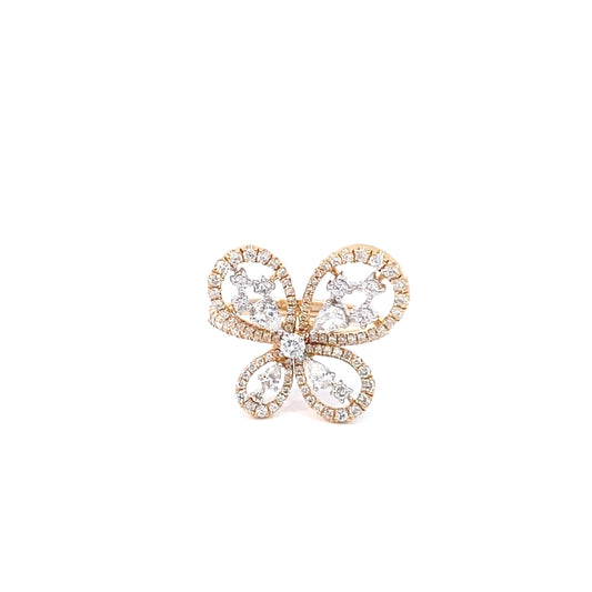 14K Yellow Gold Butterfly Diamond Ring