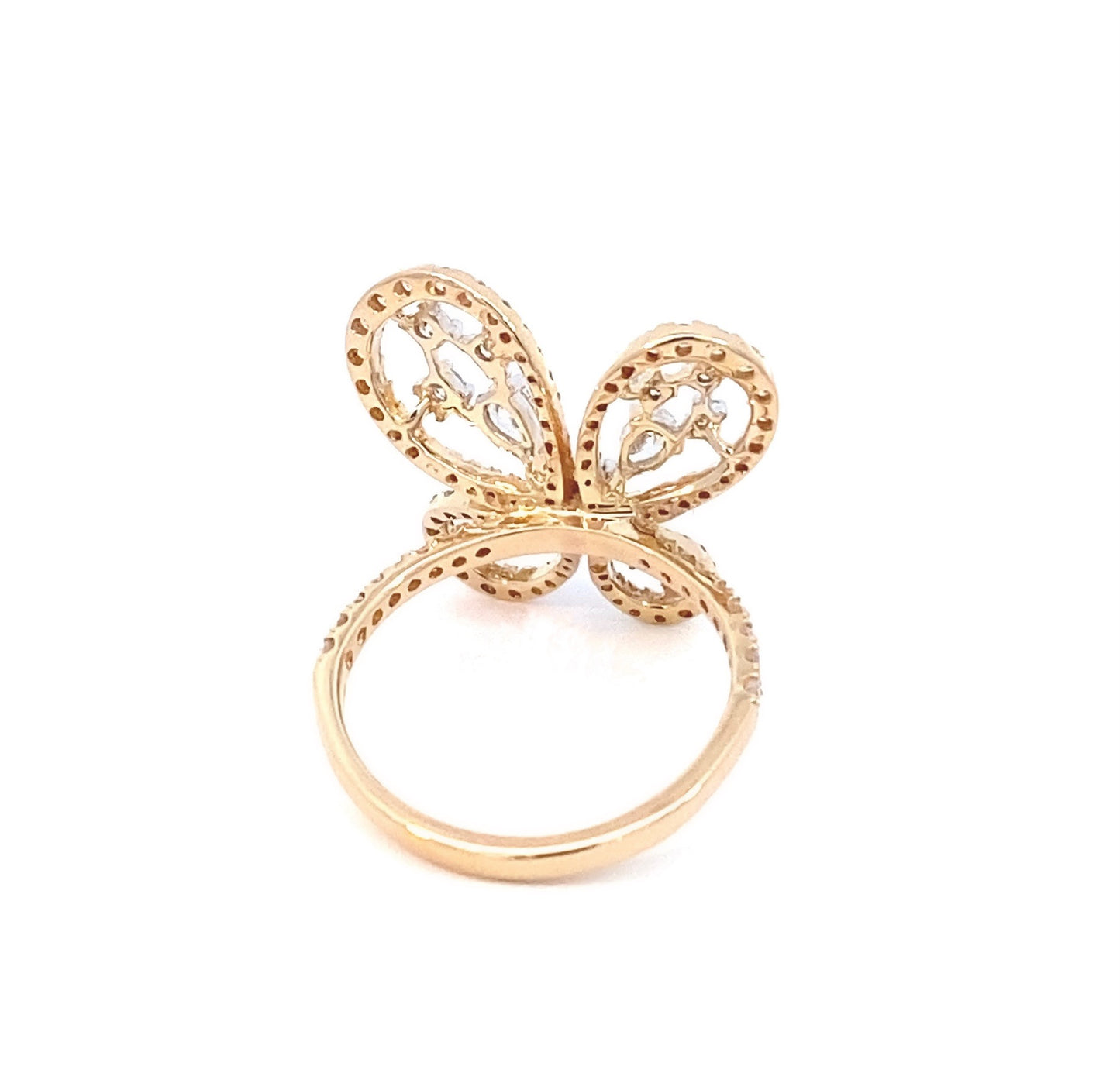 14K Yellow Gold Butterfly Diamond Ring