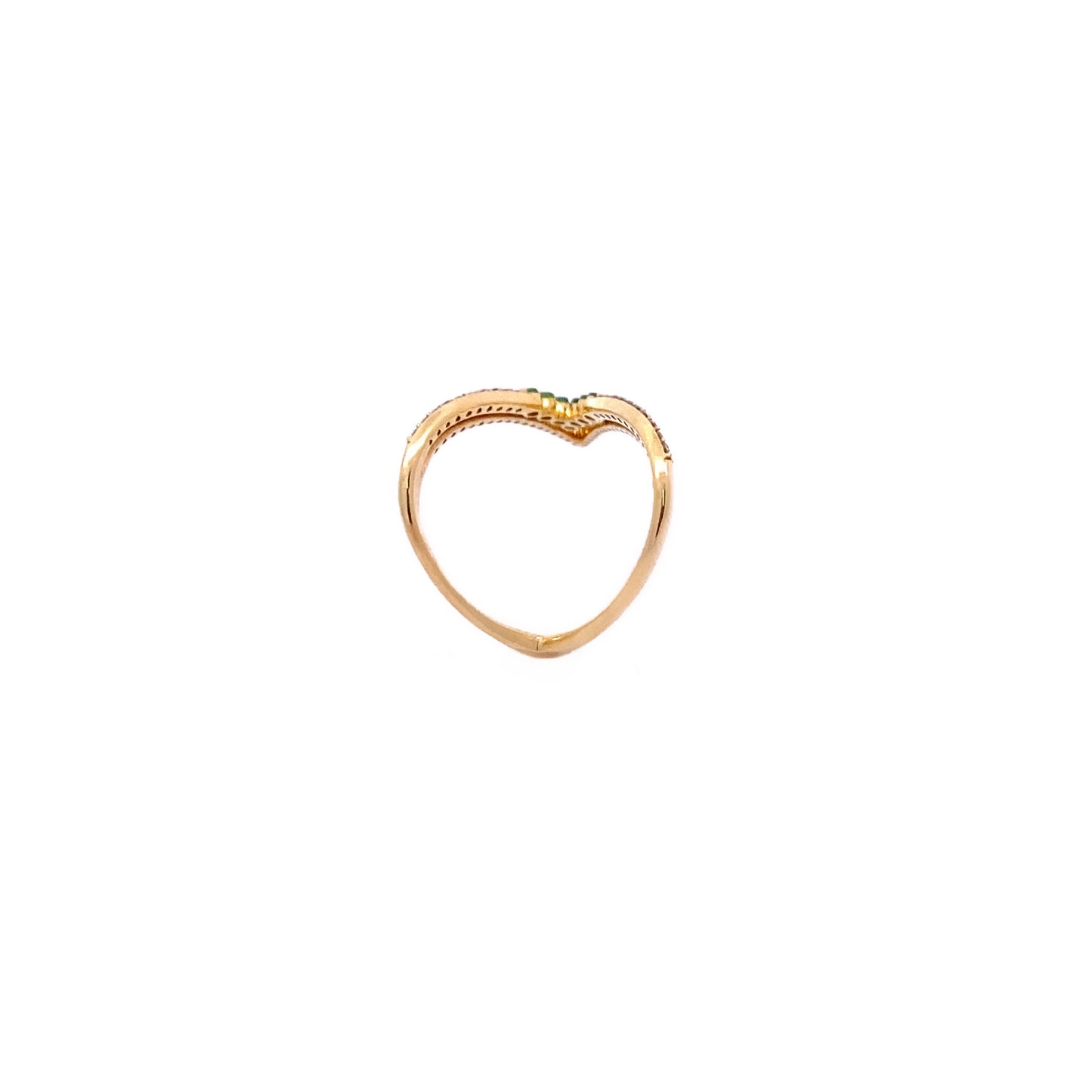 18K Yellow Gold Tsavorite and Diamond V Shape Ring