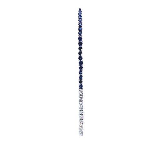 14K White Gold Half Blue Sapphire and Diamond Tennis Bracelet