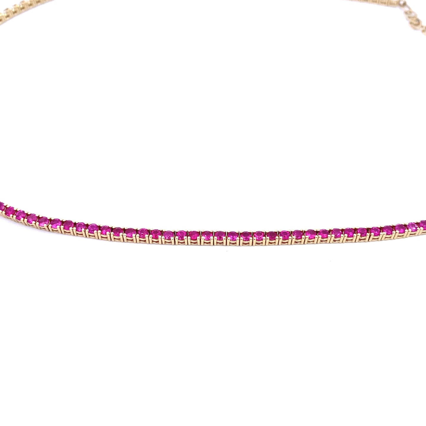 14K Yellow Gold Half Ruby and Diamond Necklace Choker