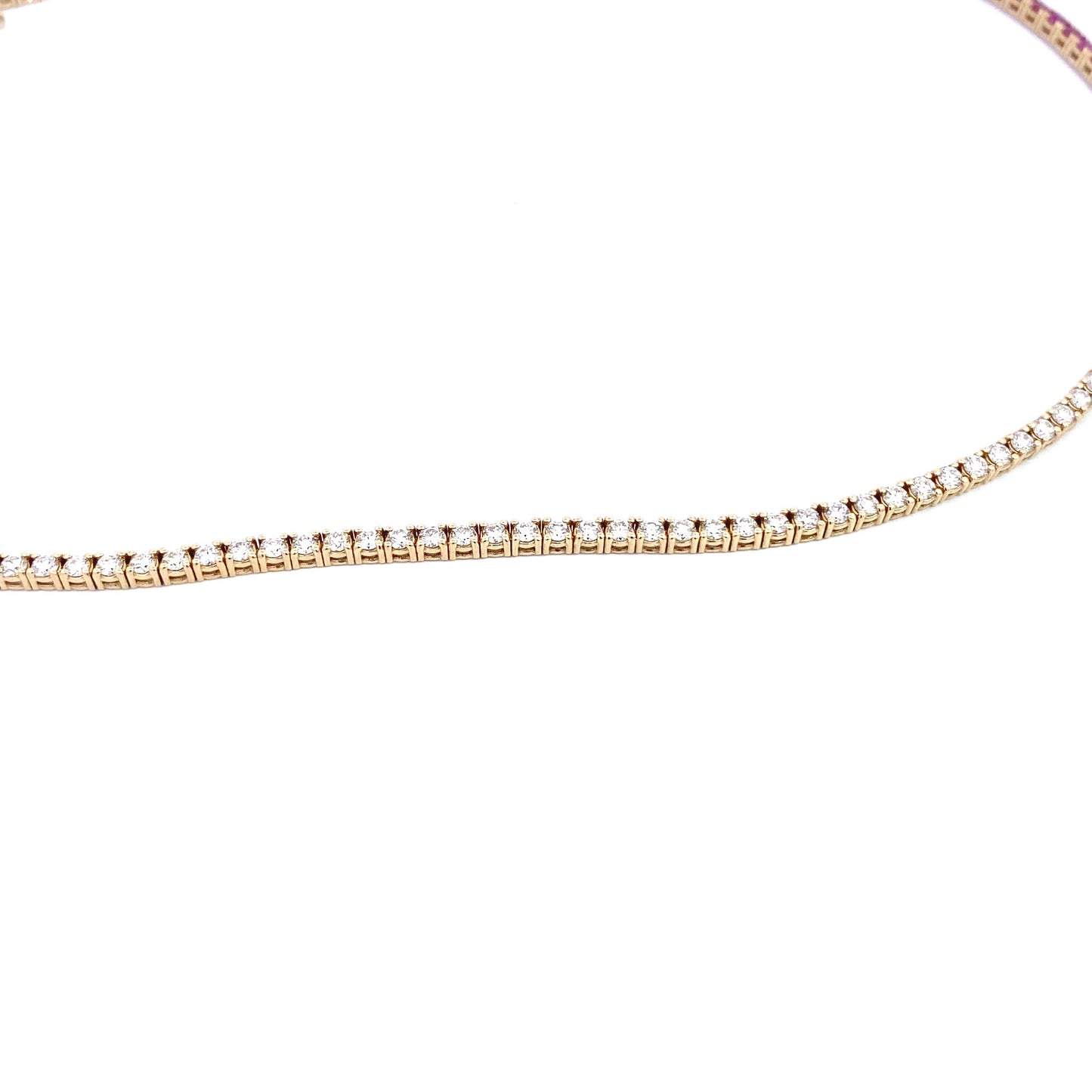 14K Yellow Gold Half Ruby and Diamond Necklace Choker