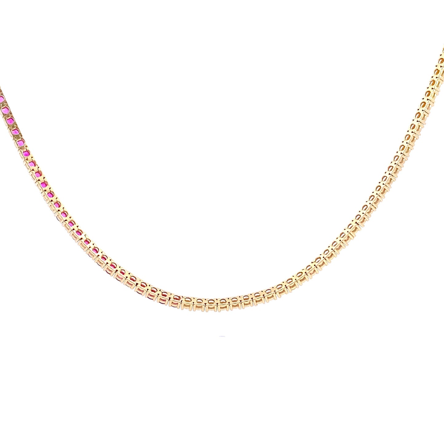 14K Yellow Gold Half Ruby and Diamond Necklace Choker