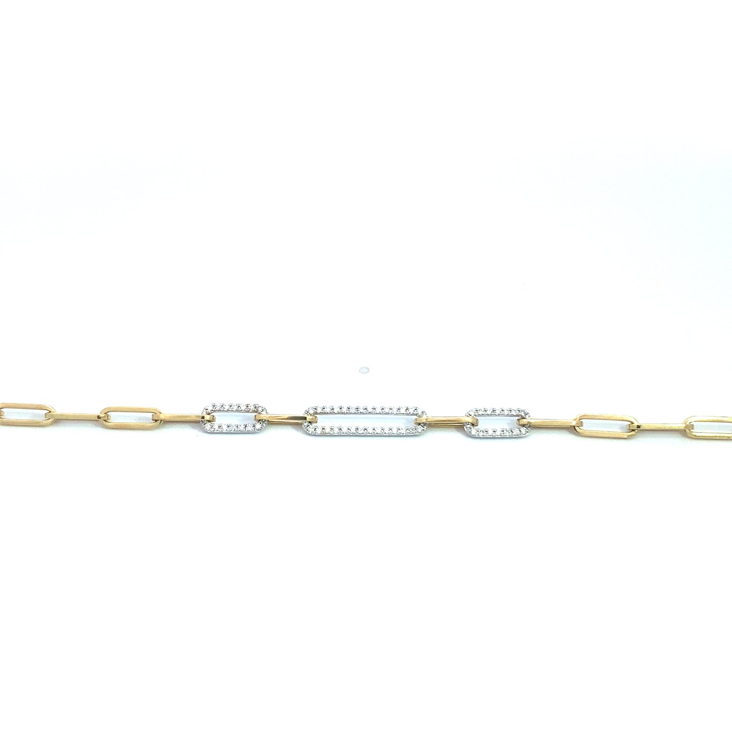 18K Yellow Gold Diamond Paperclip Bracelet