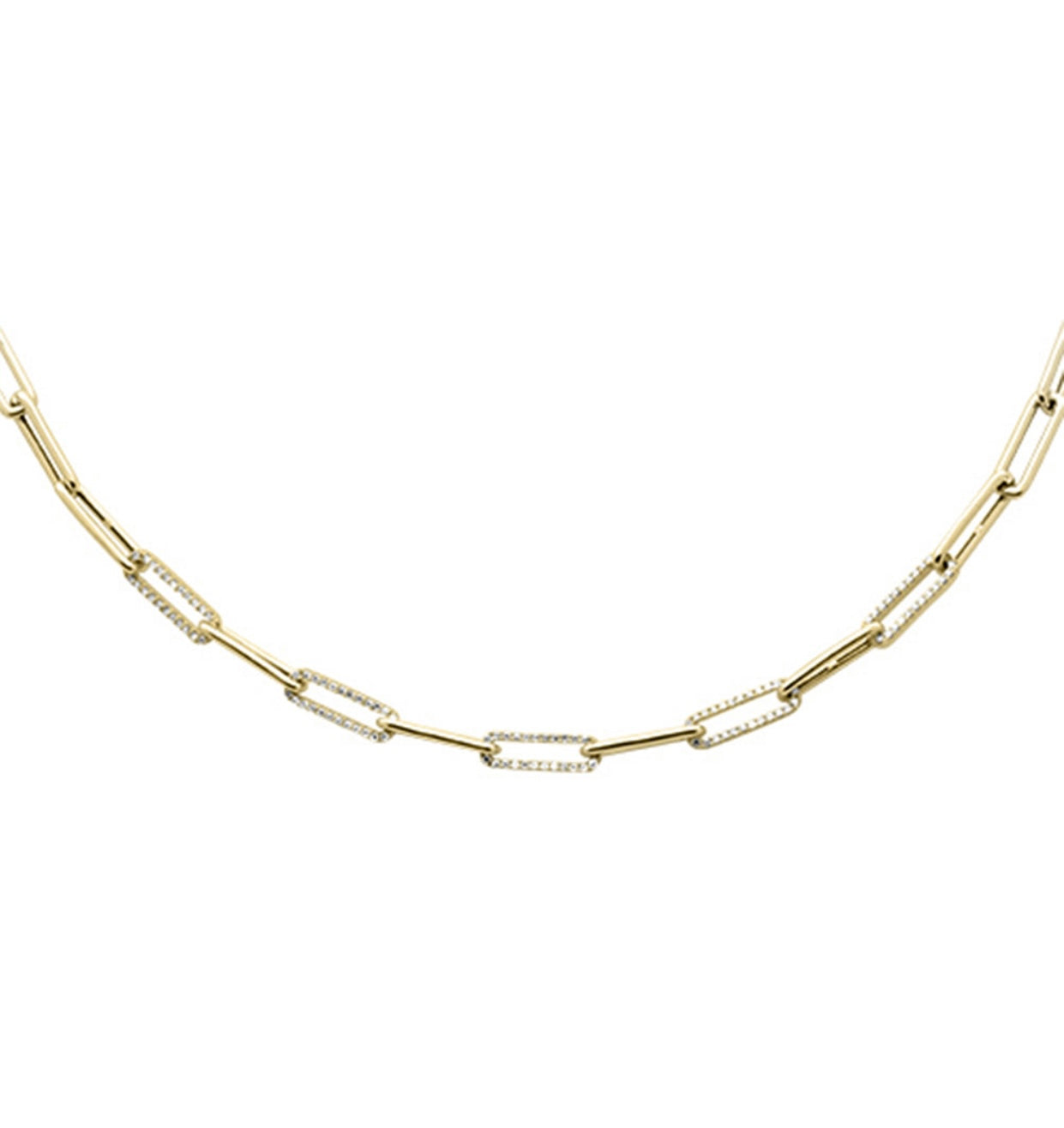14K Gold Paperclip Diamond Necklace