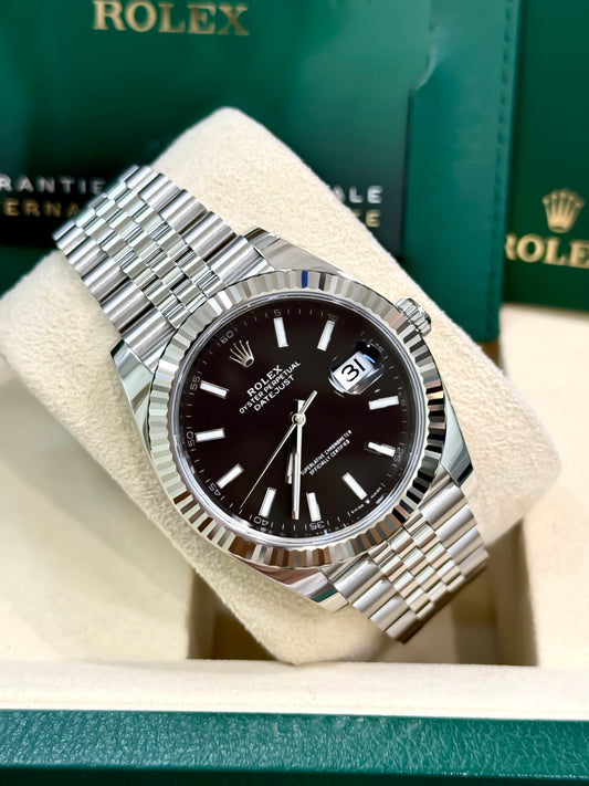Rolex Date Just 41mm 126334 Black Index Dial with Stainless Steel Jubilee Band New, date just 2 Rolex. Date just II. Black stick dial. 