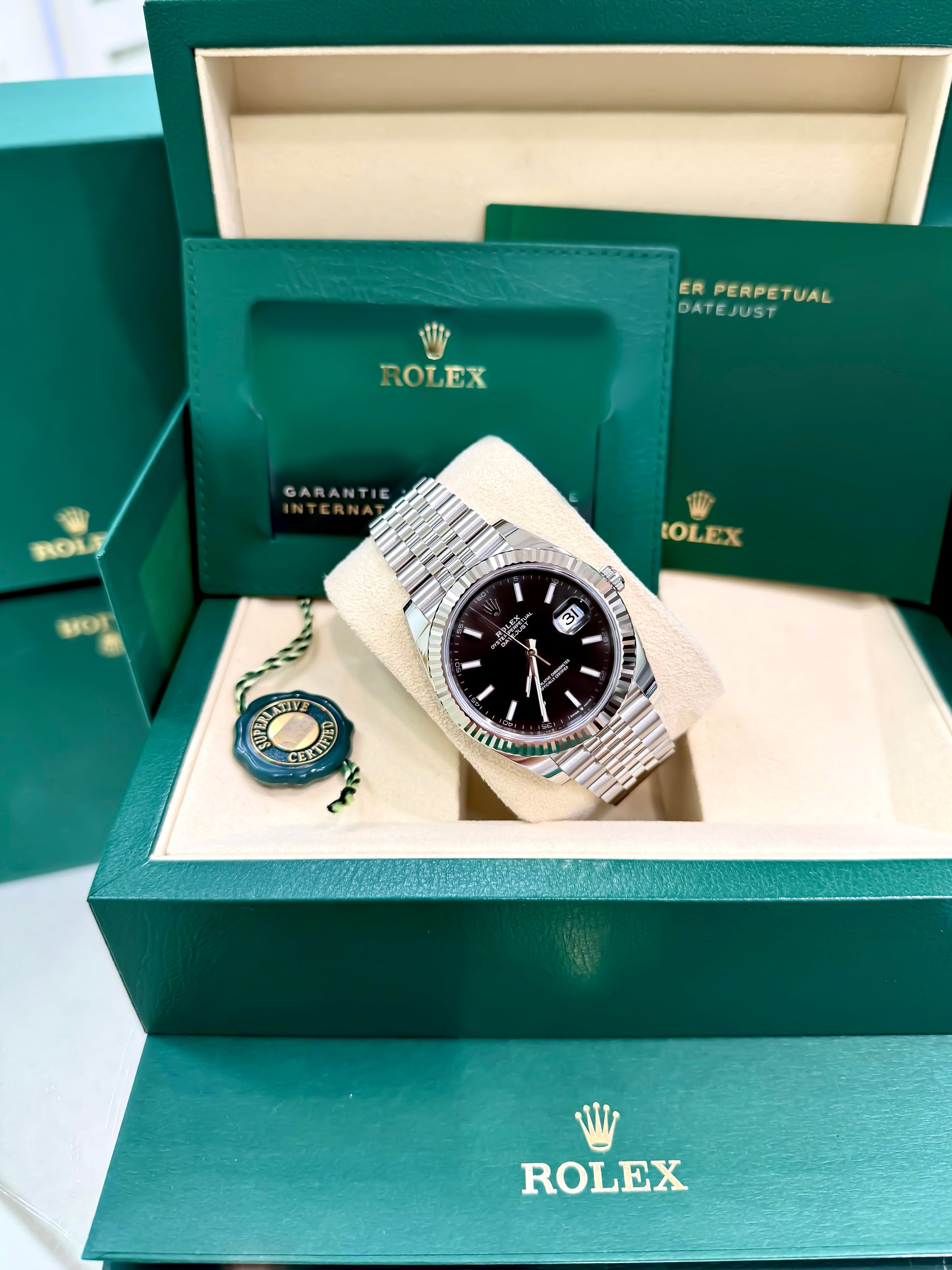 Rolex Date Just 41mm 126334 Black Index Dial with Stainless Steel Jubilee Band New, date just 2 Rolex. Date just II. Black stick dial. 