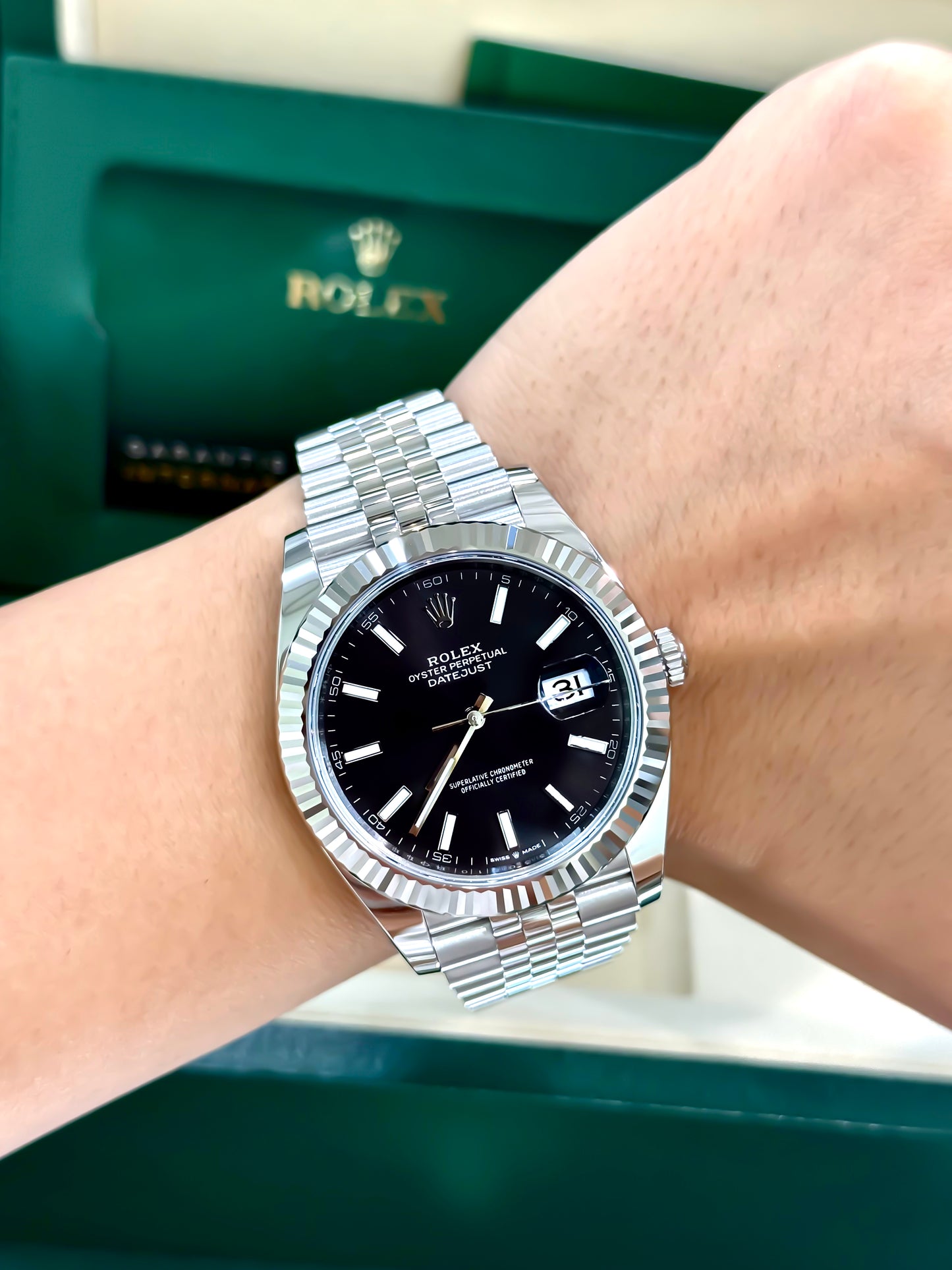 Rolex Date Just 41mm 126334 Black Index Dial with Stainless Steel Jubilee Band New, date just 2 Rolex. Date just II. Black stick dial. 