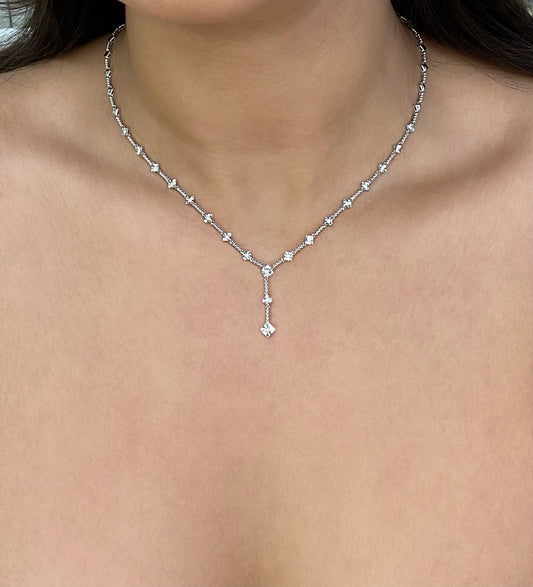 14K White Gold Elegant Diamond Necklace