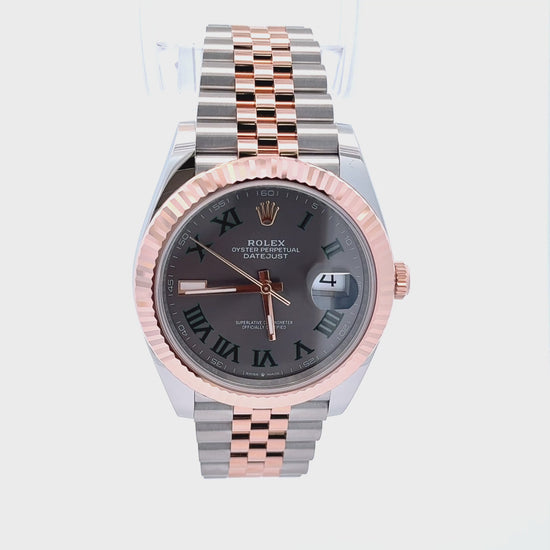 126331 Date Just 2 Rolex 41mm, Stainless steel and 18K rose gold, Wimbledon dial, new 2025. Classy Watch. Jubilee band. Fluted Bezel. 