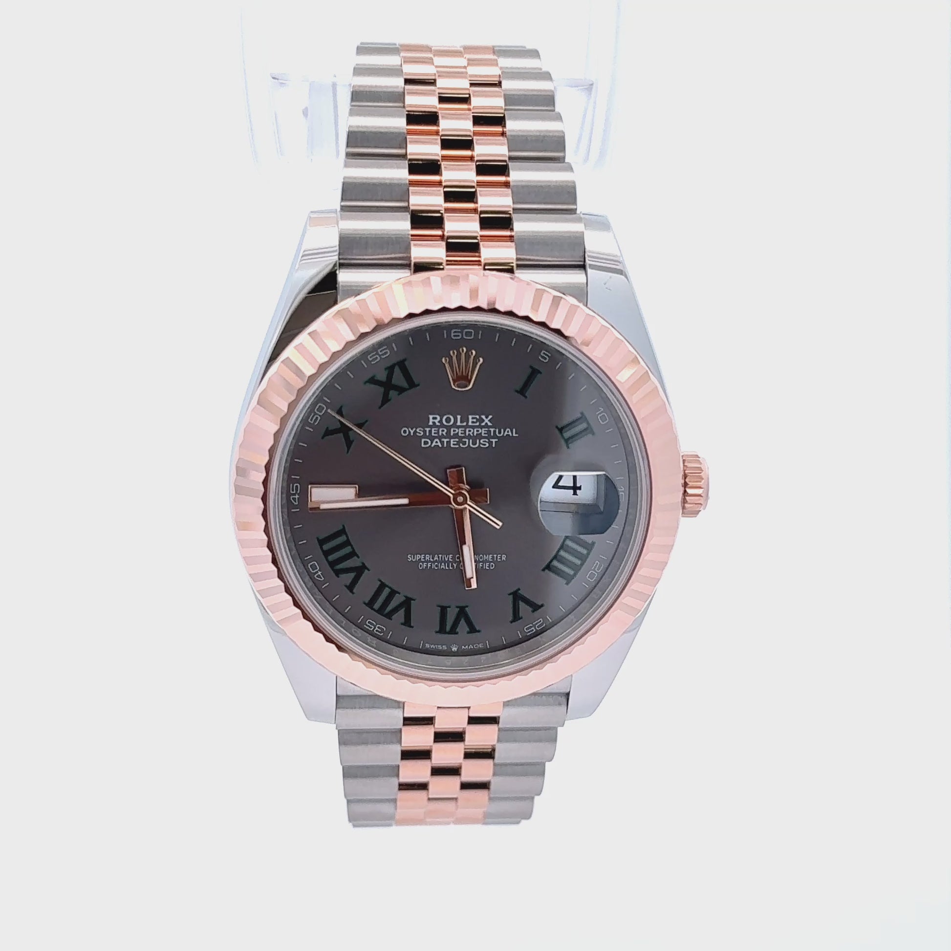 126331 Date Just 2 Rolex 41mm, Stainless steel and 18K rose gold, Wimbledon dial, new 2025. Classy Watch. Jubilee band. Fluted Bezel. 