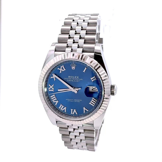 Rolex Date Just 41mm 126334 Blue Roman Numeral Dial with Stainless Steel Jubilee Band New, DATE just 2, date just II