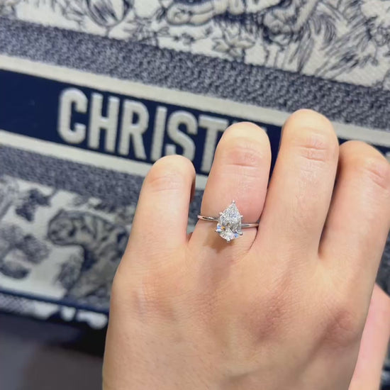 2.50CT Pear Shaped IGI Certified Lab-Grown Diamond Solitaire Engagement Ring