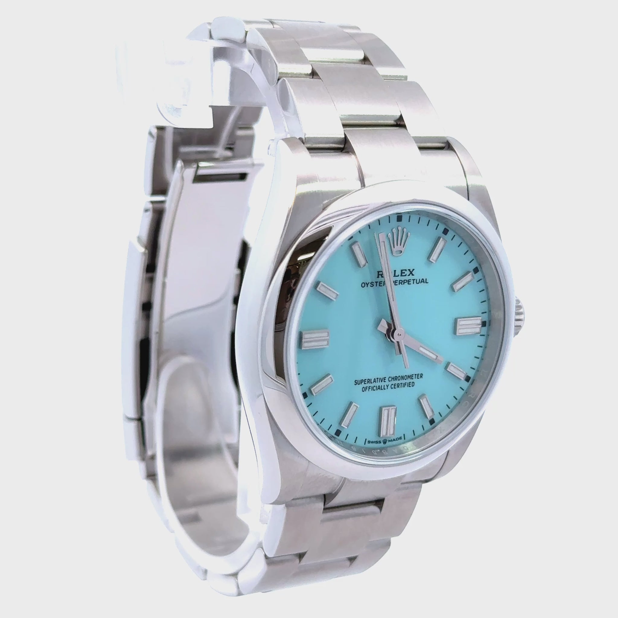 126000 ROLEX OYSTER PERPETUAL 36MM TURQUOISE DIAL OYSTER BRACELET, BLUE TIFFANY ROLEX OP NEW, FULL SET NEW ROLEX, UNISEX ROLEX. 
