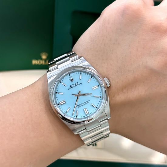 126000 ROLEX OYSTER PERPETUAL 36MM TURQUOISE DIAL OYSTER BRACELET, BLUE TIFFANY ROLEX OP NEW, FULL SET NEW ROLEX, UNISEX ROLEX. 