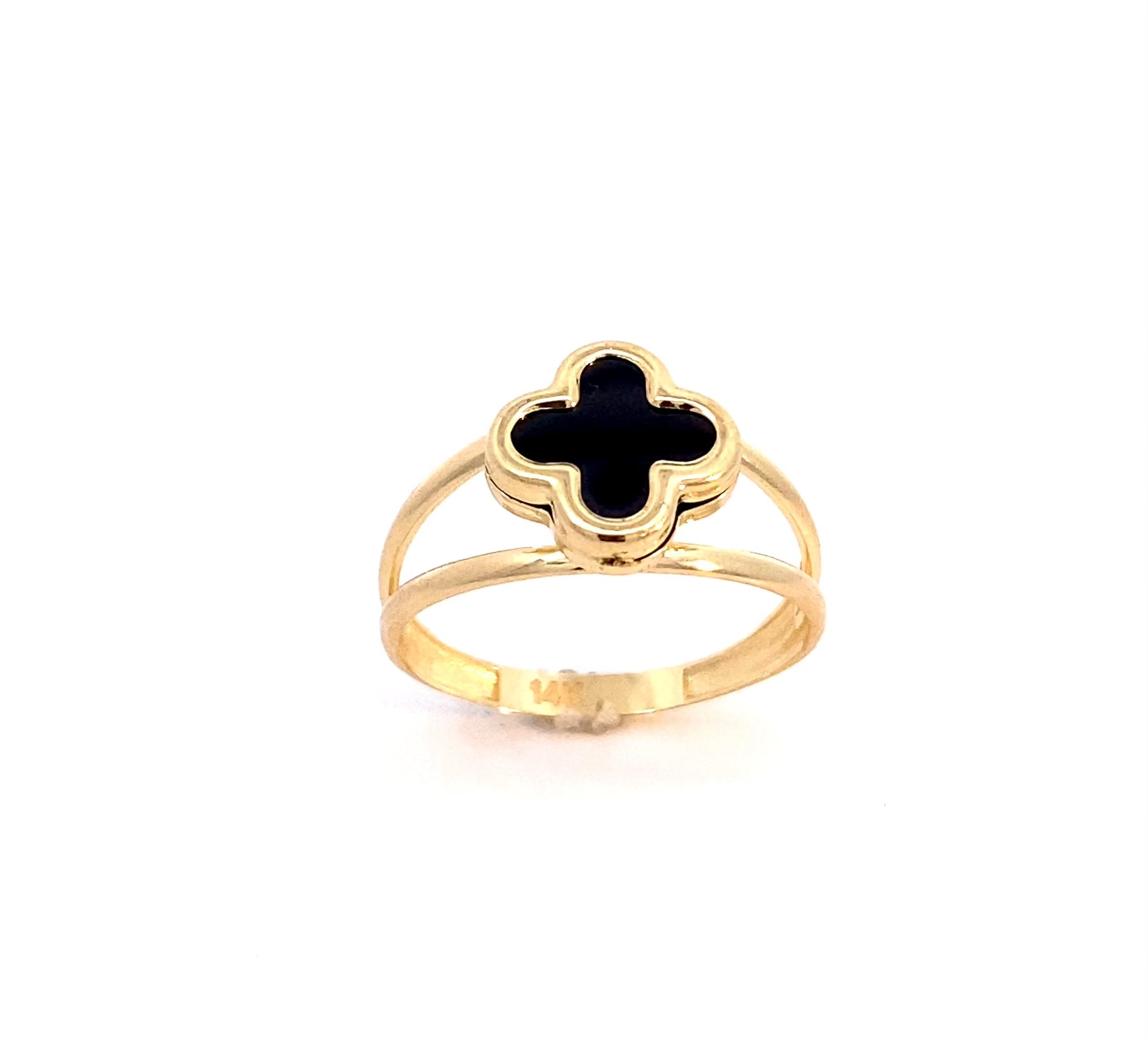 14K Solid Yellow Gold Clover Ring, trendy gold ring, solid yellow gold ring, white clover ring, black clover ring, trendy gold ring, gift, mother’s day gift., valentine’s day gift, birthday gift, anniversary gift.