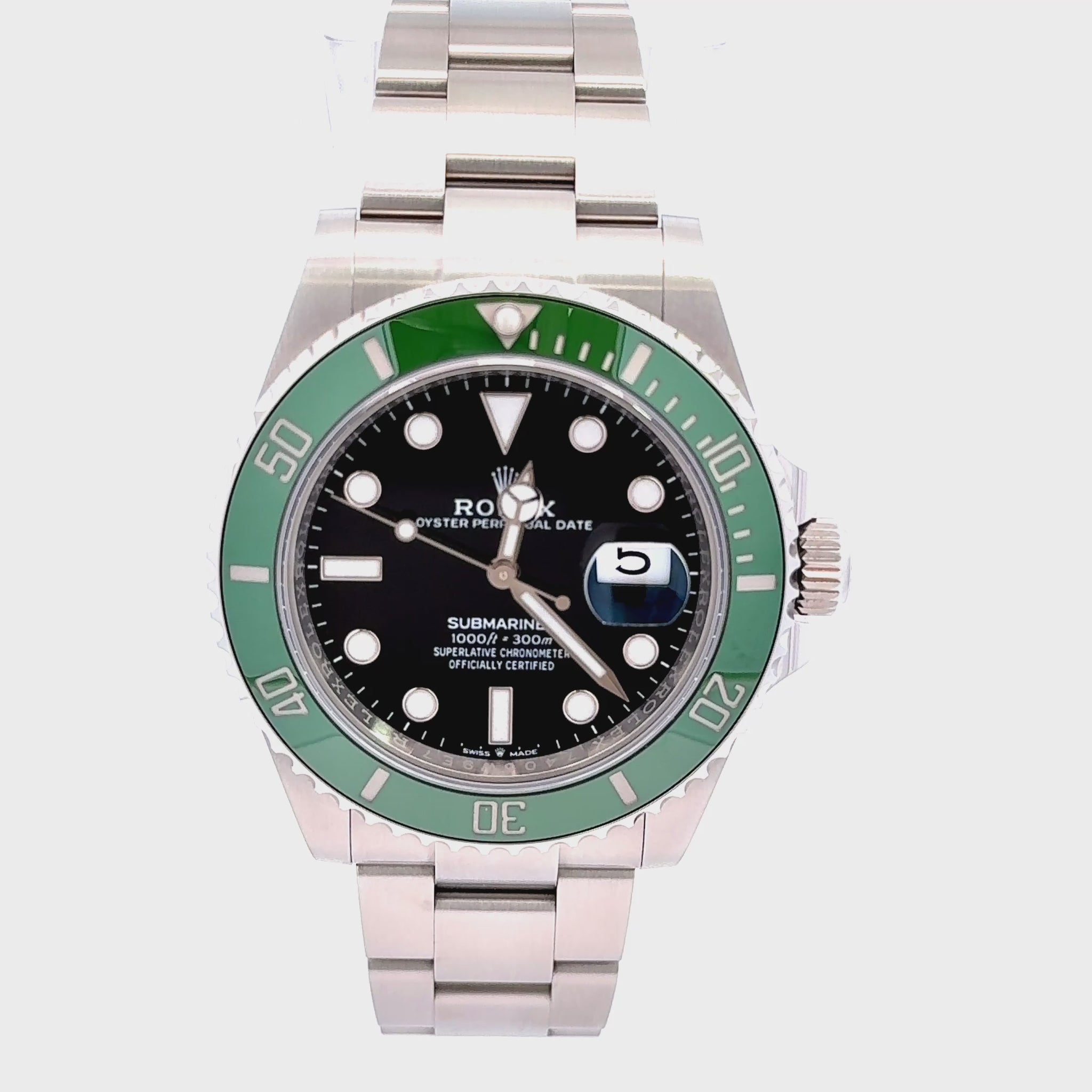 ROLEX SUBMARINER STARBUCKS/KERMIT 41MM BLACK DIAL GREEN BEZEL 126610LV, Rolex submariner, Rolex date, green and black Rolex. 